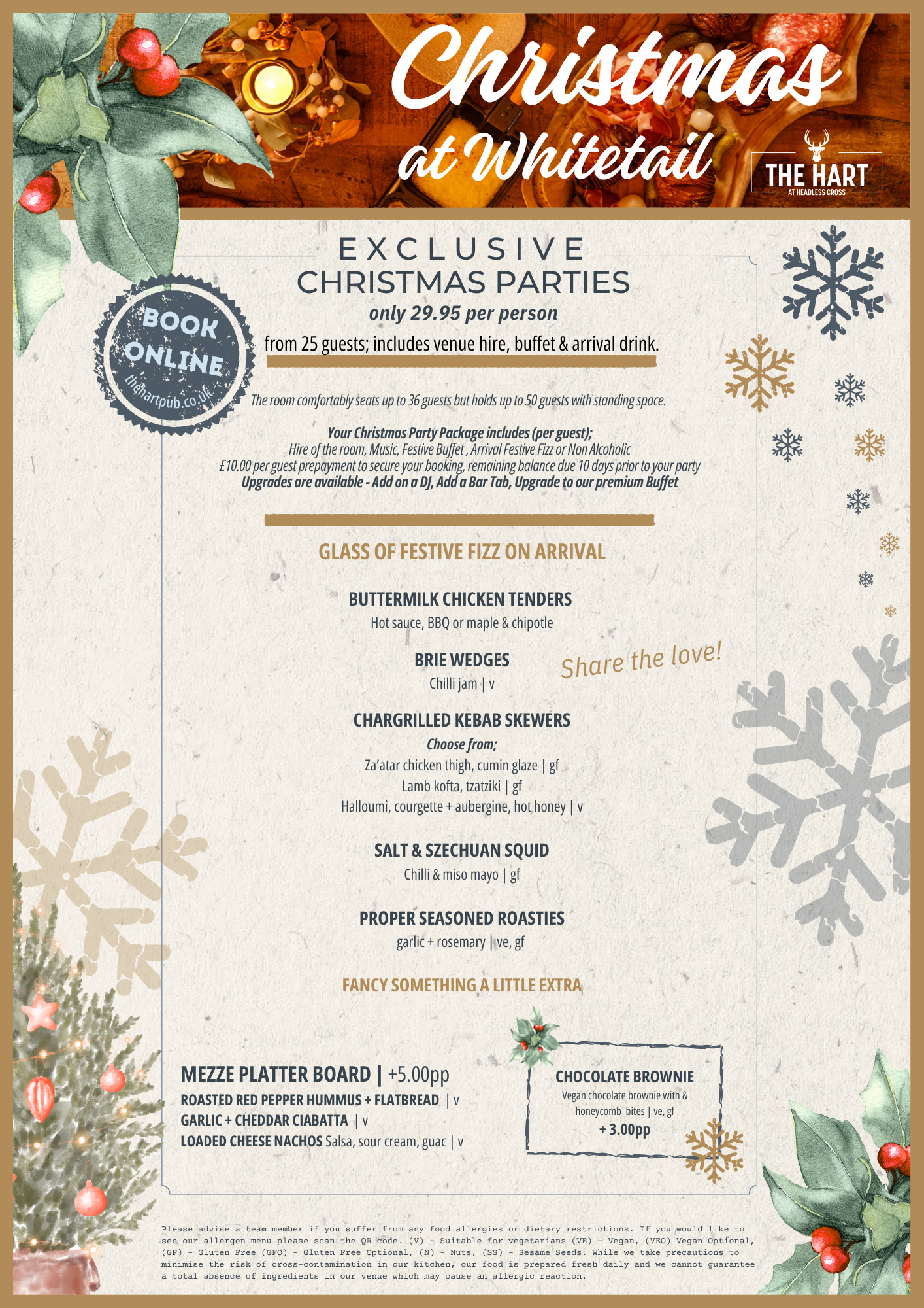 Christmas Buffet Menu | The Hart Whitetail