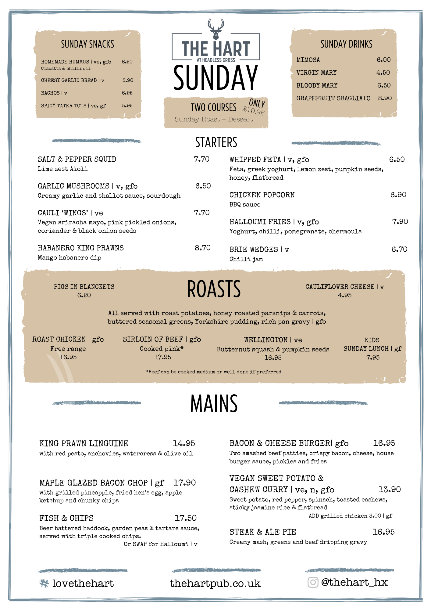 Heft Menu FOOD MENUS – The Hart Pub