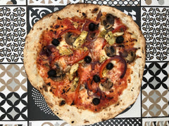 The Hart winter vegetarian Neapolitan pizza with mushrooms, olives, red peppers and artichokes in Redditch